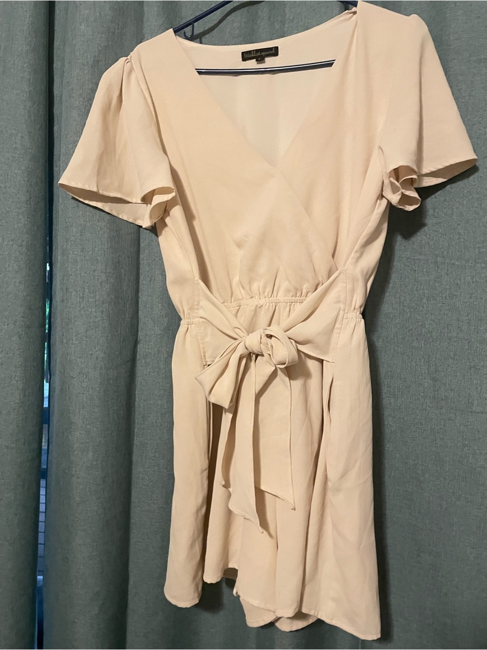 Light Cream Wrap Tie-Waist Dress - Unbranded